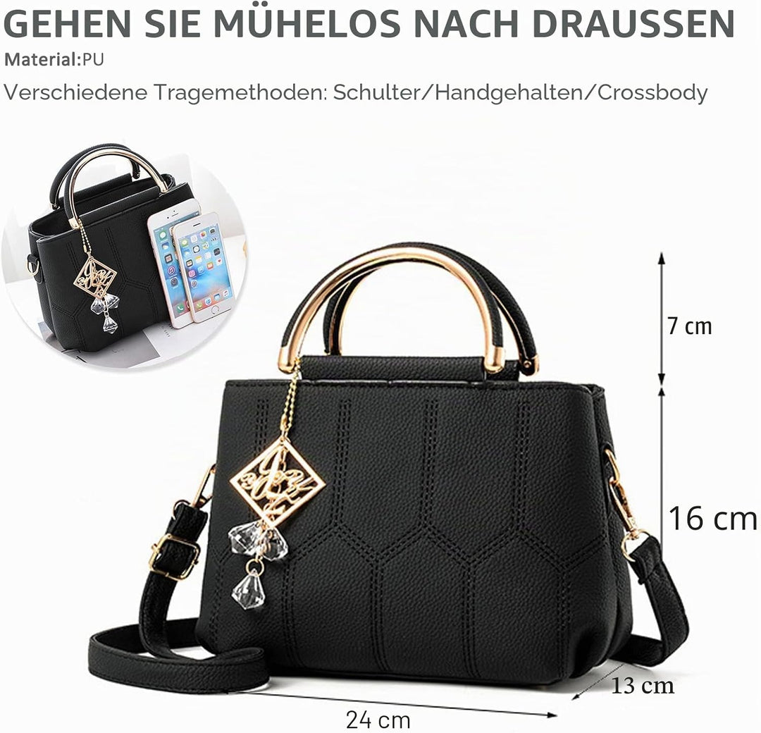 NICOLE &amp; DORIS Handtasche Damen Klein Schultertaschen PU Leder Frauen Umhängetasche Henkeltasche Min