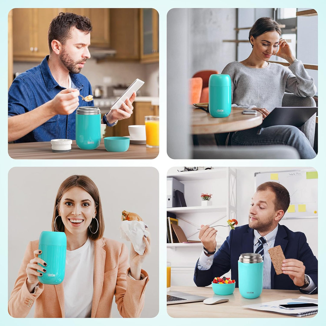 Thermobehälter für Essen 450ml, 710ml Thermobecher Essen Edelstahl Warmhaltebehälter mit Löffel Esse