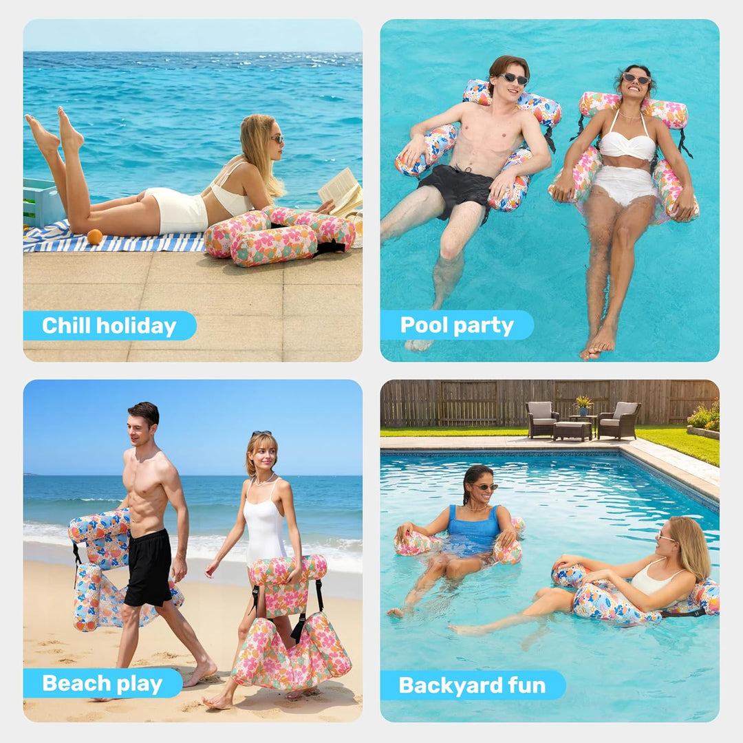 SLOOSH Aufblasbare Wasser Pool Luftmatratze für Erwachsene, 2er schwimmende Pool-Flösse, Aufblasbare