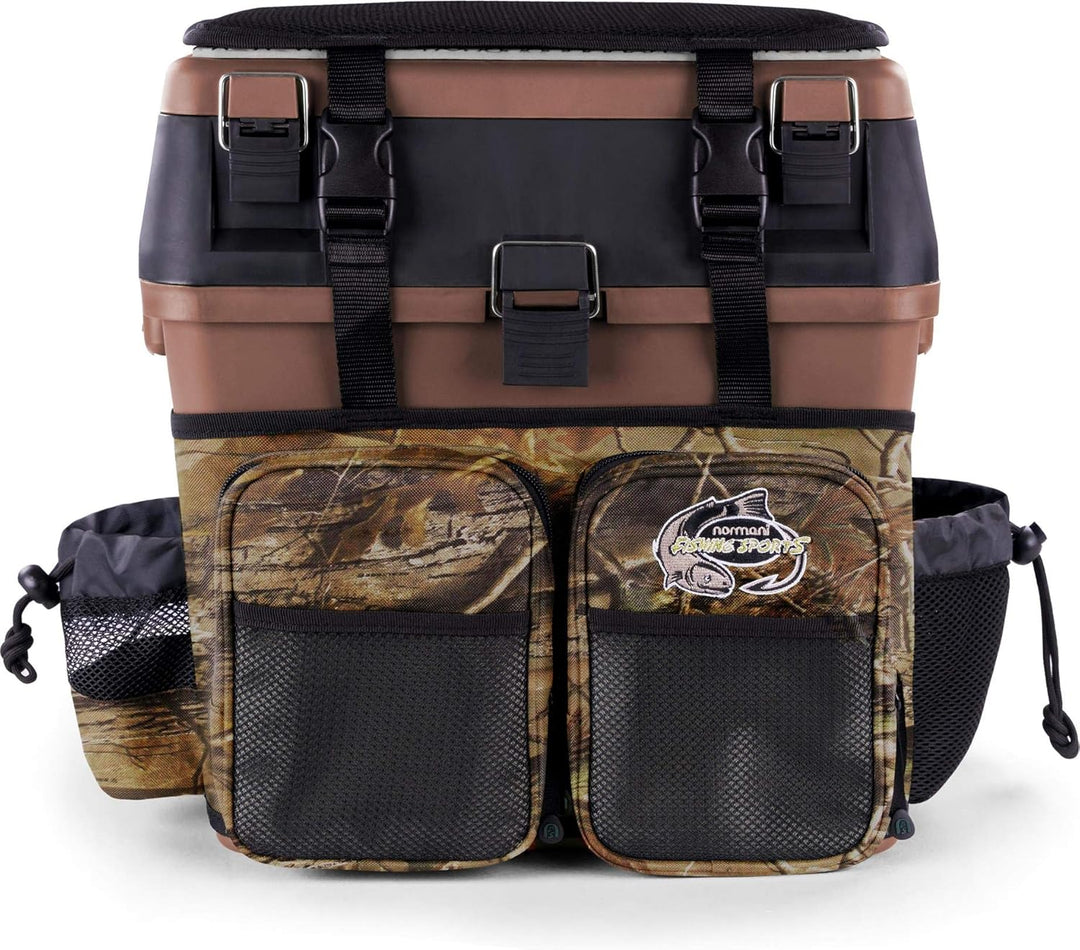 Angelkoffer Angelbox Angeltasche gepolsterte Sitzkiepe Sitzfunktion Gerätekasten mit Rucksackfunktio