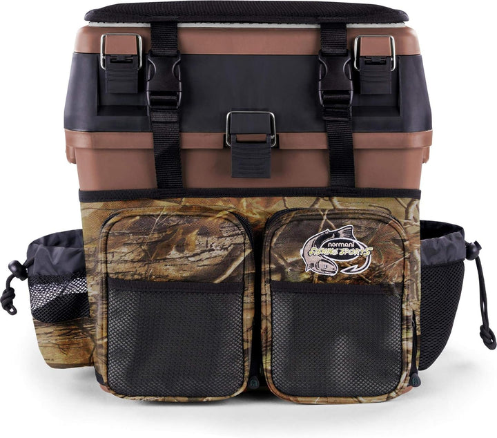 Angelkoffer Angelbox Angeltasche gepolsterte Sitzkiepe Sitzfunktion Gerätekasten mit Rucksackfunktio