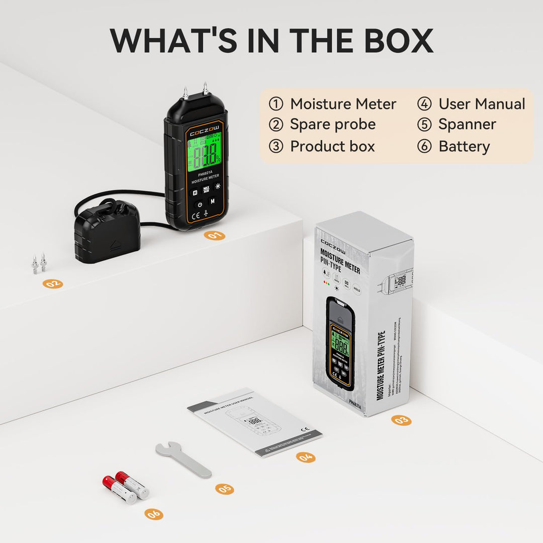 Feuchtigkeitsmessgerät, Feuchtigkeitsmesser Mit Batterie und LCD-Display, geeignet für die schnelle