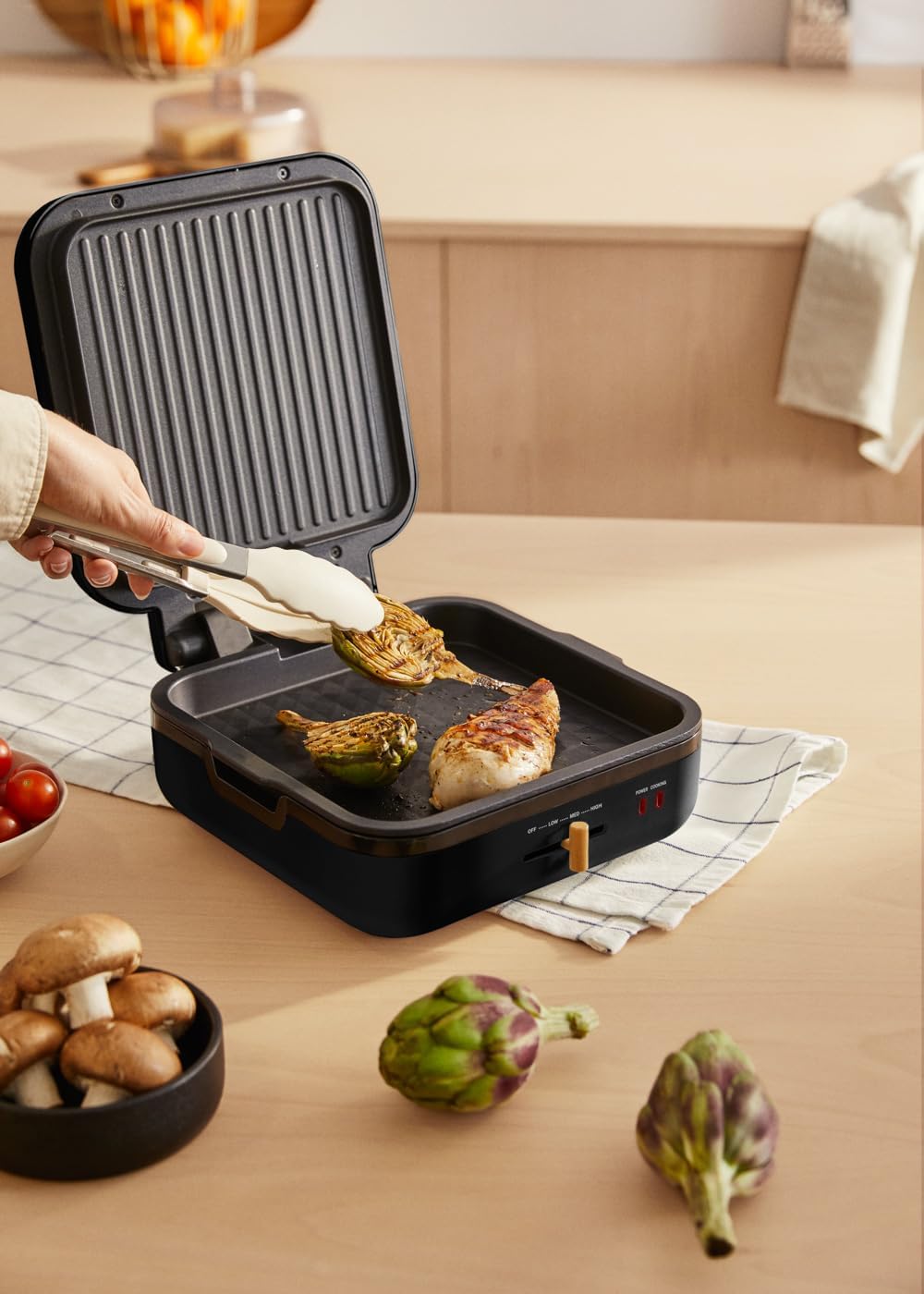 CREATE/STONE STUDIO PRO/Multifunktionsgrill mit 180º Öffnung Schwarz/Temperaturregelung, Antihaftbes