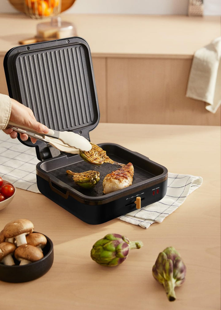 CREATE/STONE STUDIO PRO/Multifunktionsgrill mit 180º Öffnung Schwarz/Temperaturregelung, Antihaftbes