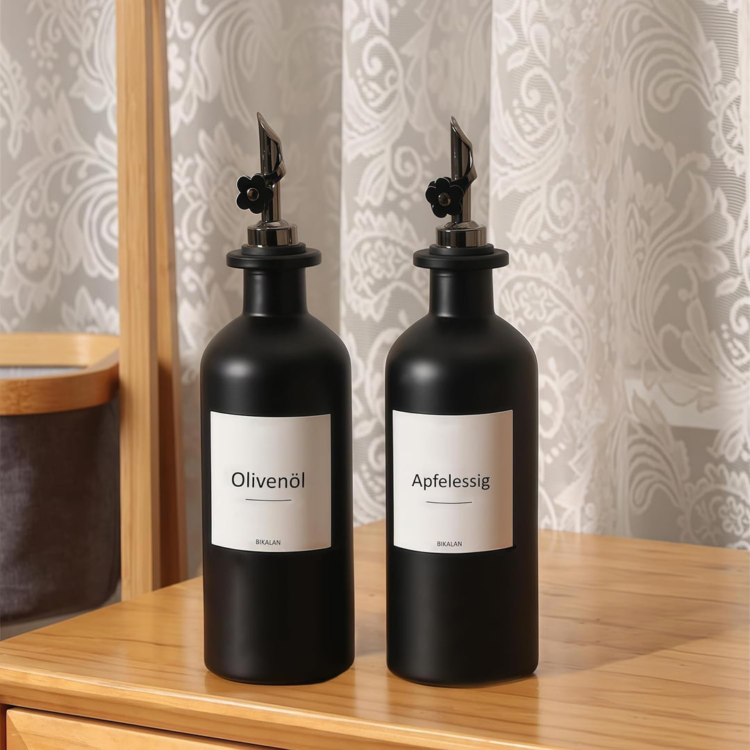 Essig und Ölflaschen Set, 500ml x 2 Ölflasche, Olivenöl Flasche Set, Ölspender, Automatisches Öffnen