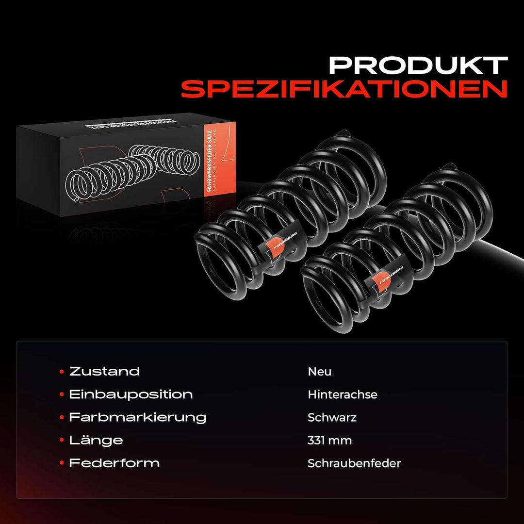 Frankberg 2x Federn Fahrwerksfeder Hinterachse Kompatibel mit W204 C180 C200 C220 C230 C280 C320 C35