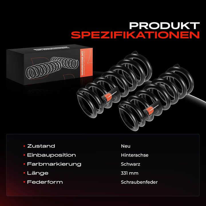 Frankberg 2x Federn Fahrwerksfeder Hinterachse Kompatibel mit W204 C180 C200 C220 C230 C280 C320 C35