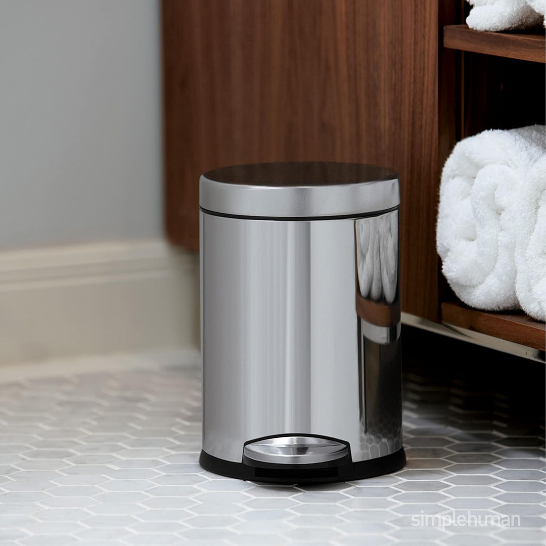 simplehuman CW1853CB 4,5 Liter, kleiner runder Treteimer, kleiner Mülleimer Bad Badezimmer Büro Schl
