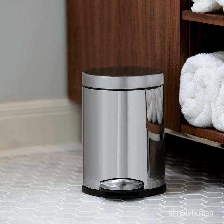 simplehuman CW1853CB 4,5 Liter, kleiner runder Treteimer, kleiner Mülleimer Bad Badezimmer Büro Schl