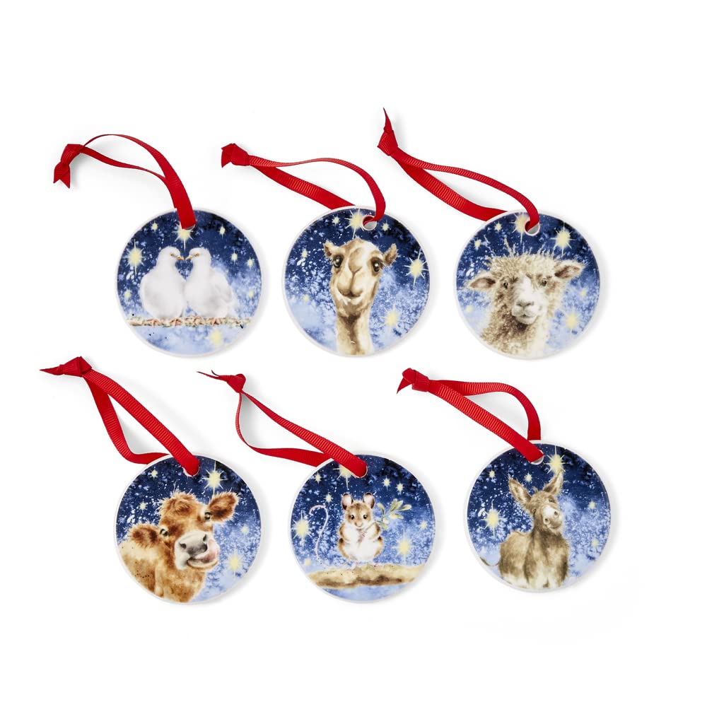 Royal Worcester Wrendale Designs Krippenbaumschmuck, 6 Stück