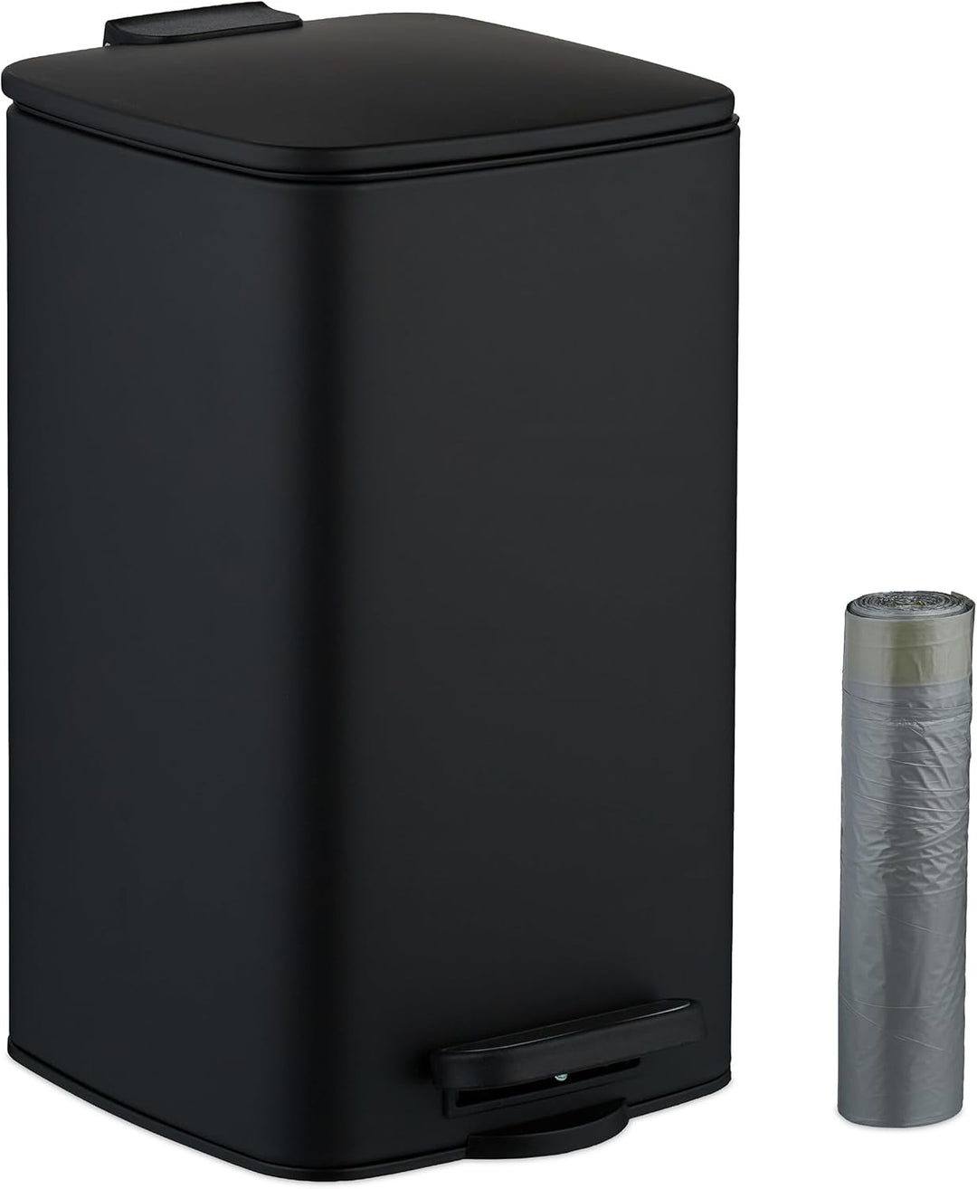 Relaxdays Kosmetikeimer, 8 L, Absenkautomatik, entnehmbarer Inneneimer, Metall, Bad Mülleimer, inkl.