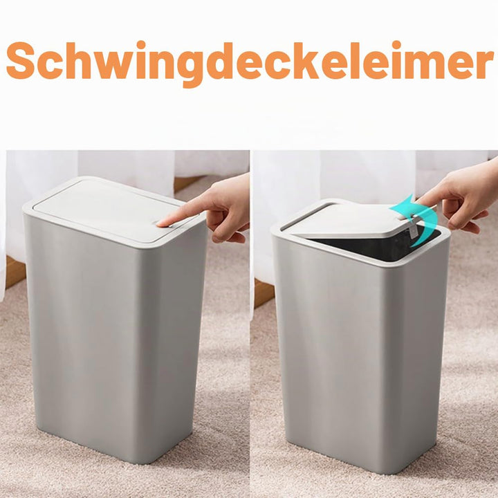 2 Mülleimer 10 Liter Badezimmer Mülleimer mit Druckverschluss Deckel,Mülleimer Bad, Komposteimer für