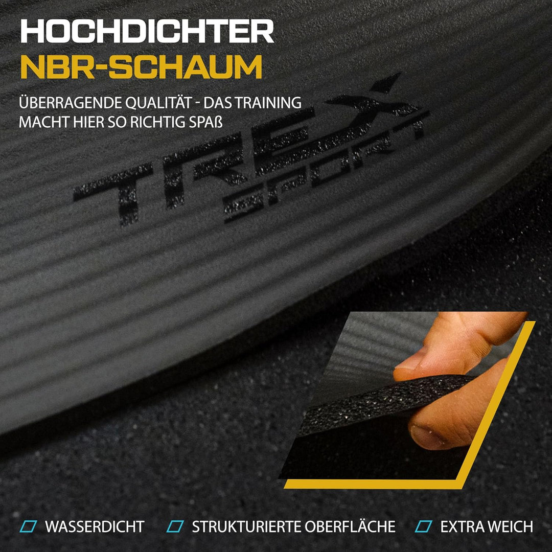 Gymnastikmatte extra dick und weich | Fitnessmatte 190x80x1cm mit Tragegurt | Yogamatte rutschfest S