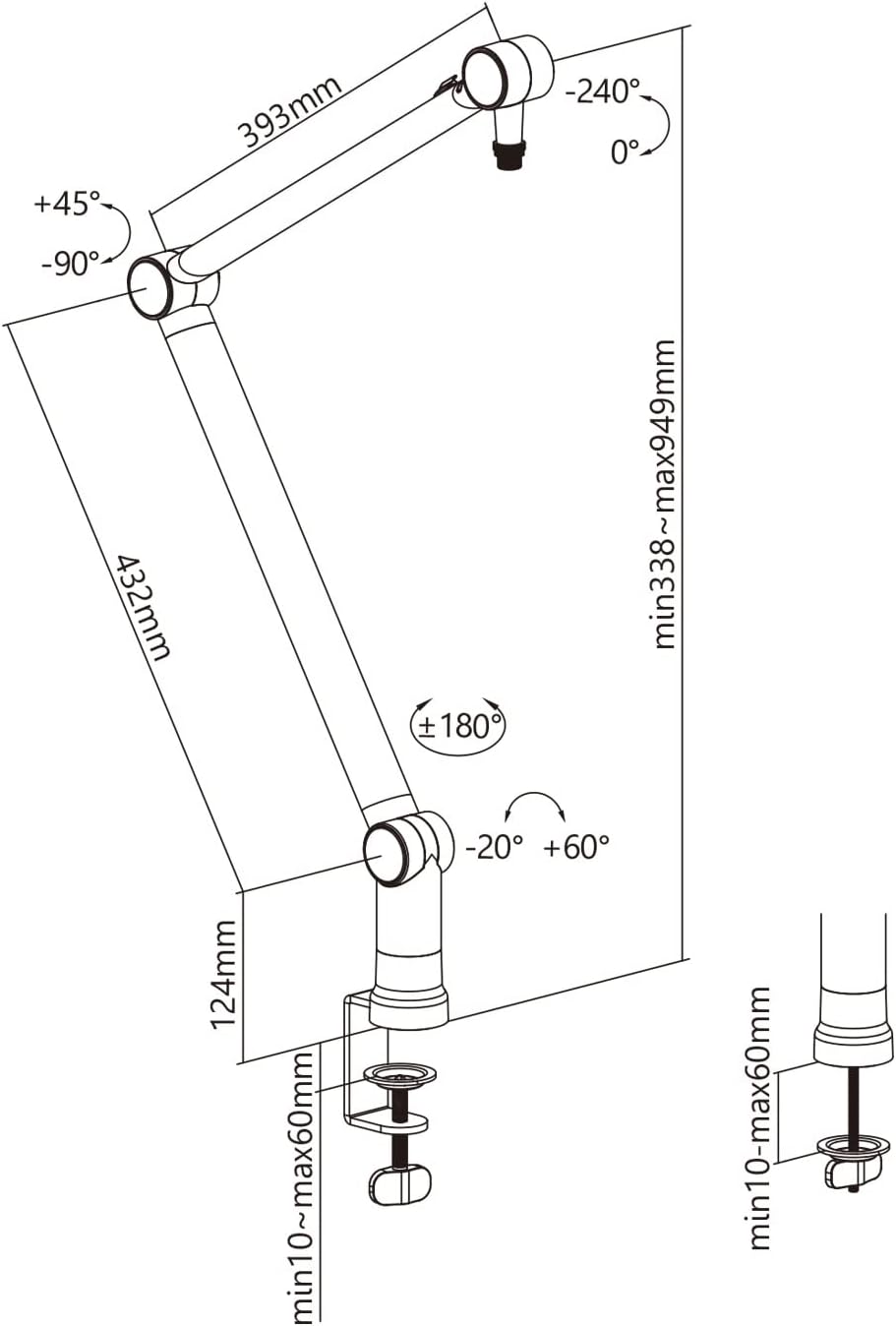 Maclean MC-898 Professioneller Mikrofonständer mit integriertem Kabelmanagement Einstellbarer Mikrof