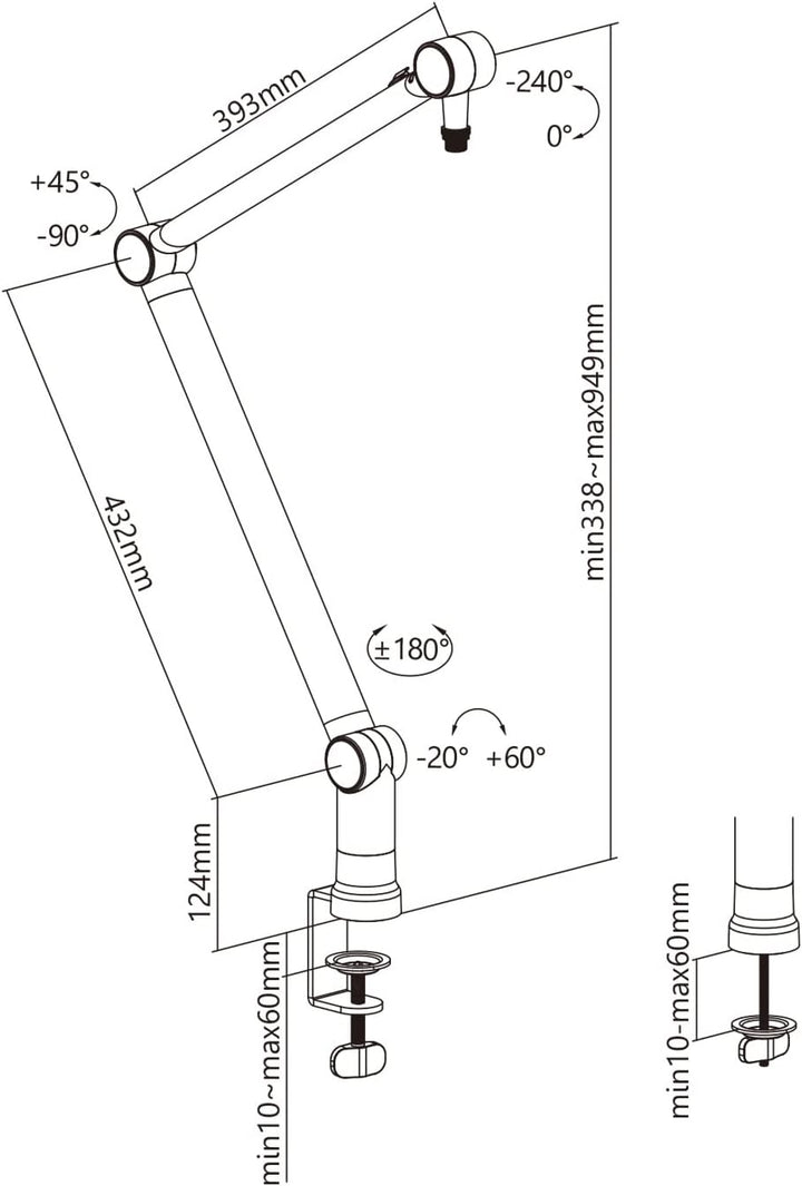 Maclean MC-898 Professioneller Mikrofonständer mit integriertem Kabelmanagement Einstellbarer Mikrof