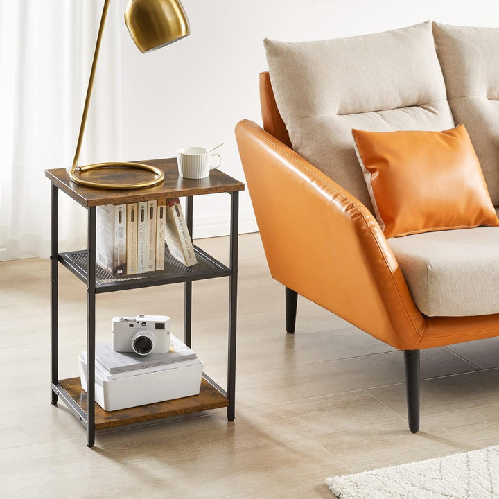 IBUYKE Beistelltisch,Nachttische mit Gitterablagen,Kleiner Couchtisch,Metallgestell,Industrie-Design
