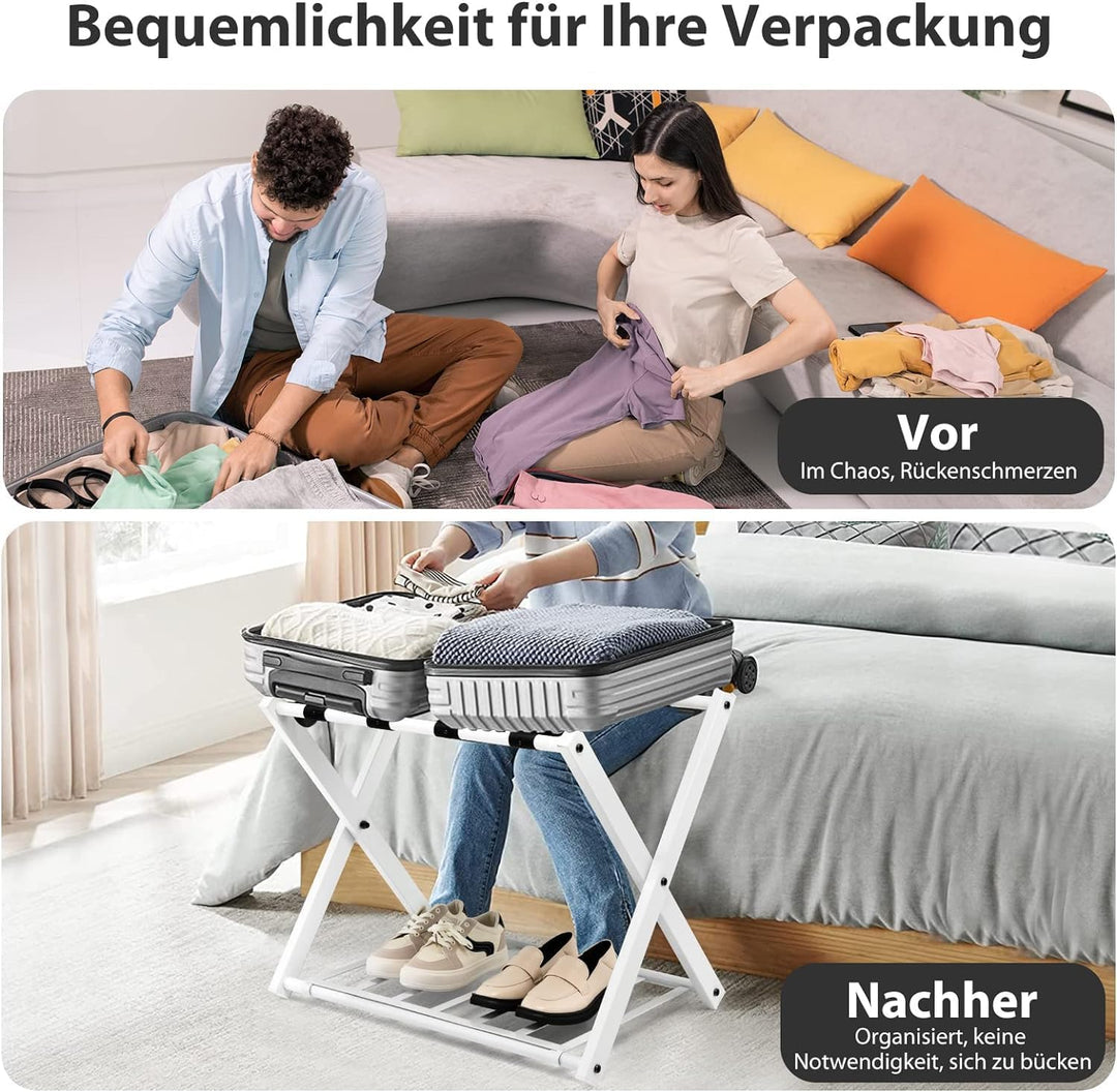 GOPLUS Kofferständer klappbar, Gepäckablage aus Metall bis 60kg belastbar, Kofferablage mit darunter