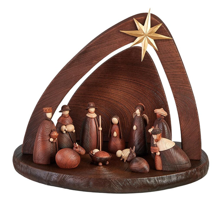 Moderne Weihnachtskrippe - Krippe für Weihnachten - 58x45x39 cm - inkl. Krippenfiguren - Hochwertige