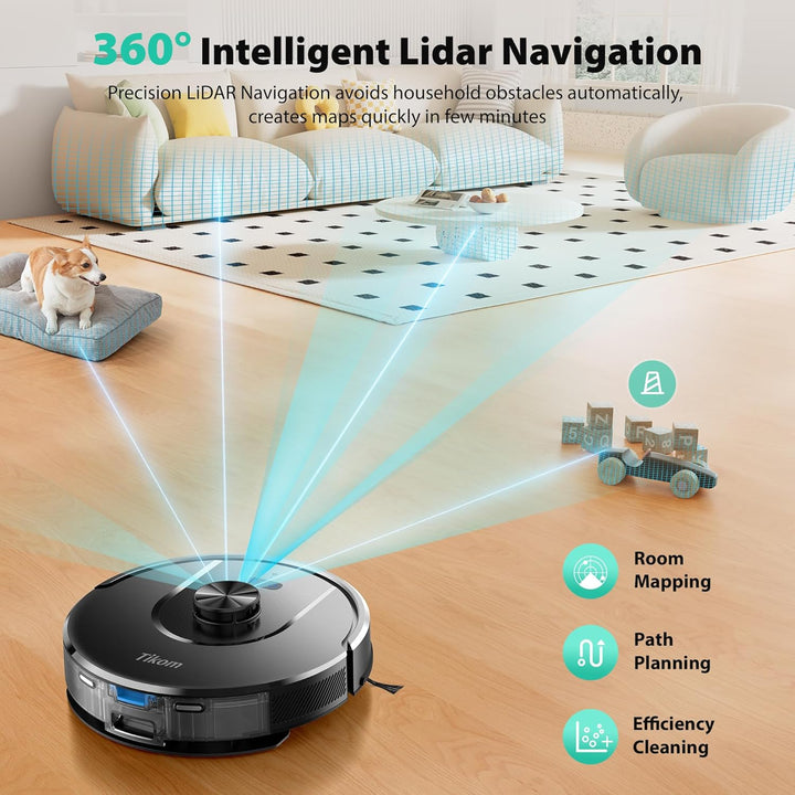 Tikom Saugroboter mit Wischfunktion 6000Pa, L8000 Plus Staubsauger Roboter mit Absaugstation, 90-Tag