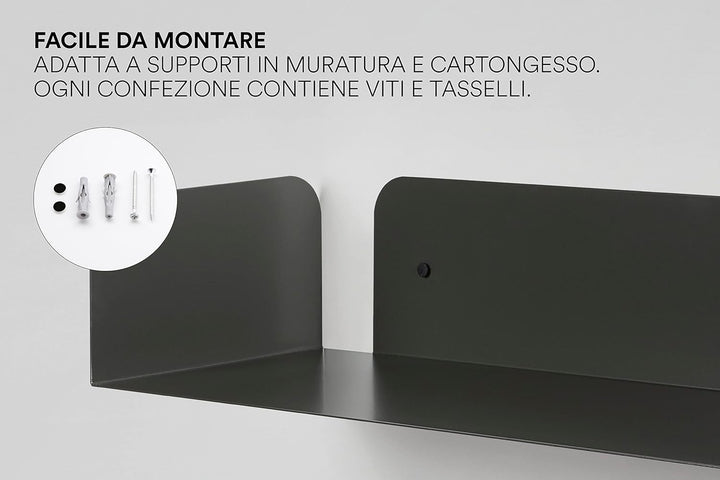 D-Segno Wandregal Metall - Regal Wand, Einzigartiges minimalistisches und modernes Design, Wandbuchh