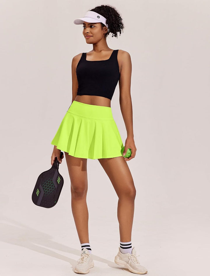 PINSPARK Tennisrock Damen Plissiert Tennis Skort Hohe Taille Golfrock mit Innenhose Shorts Faltenroc