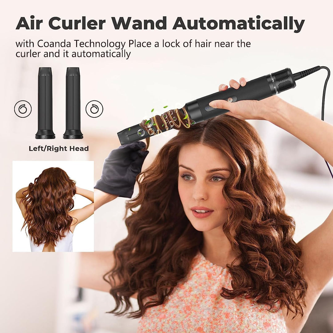 110000 RPM Ionen Haartrockner Warmluftbürste Haarstyler Set,7 in 1 Air Styler,Haartrockner mit FFöhn