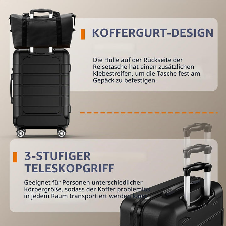 SHOWKOO Koffer Mittelgross Hartschale Leicht ABS+PC Erweiterbar Reisekoffer Kabinen Haltbar Handgepä