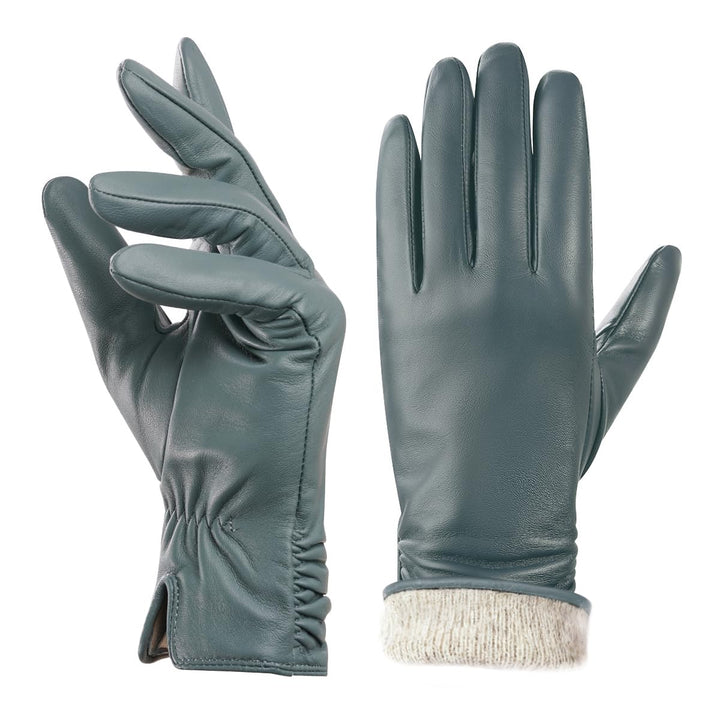 BISON DENIM Damen Winter Lederhandschuhe Warme Kaschmirhandschuhe Handschuhe Touchscreen-Funktion He