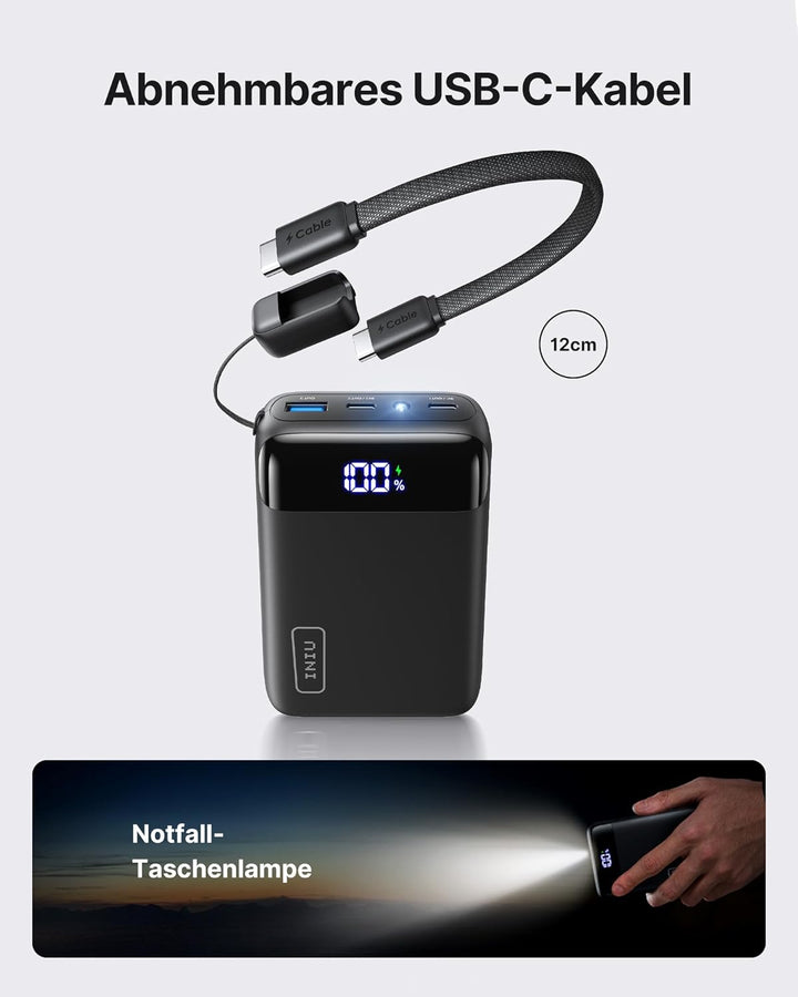 INIU Power Bank, Ultra Klein 20000mAh 22.5W Schnellladefunktion Power Bank, USB-C In&Out Externe Han