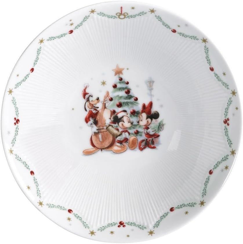 Micky, Minnie & Pluto Schale Disney, 4er-Set, 19 cm, Porzellan, Spülmaschinenfest, Winter, Weiss Sch