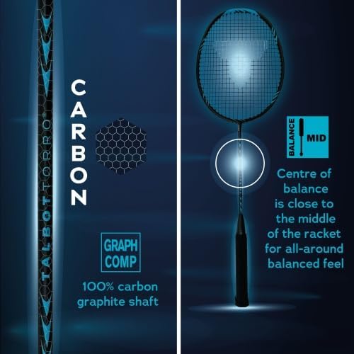 Talbot Torro Carbon Badminton Set Professional, 2 Badmintonschläger, 2 Federbälle, 2 Griffbänder & S