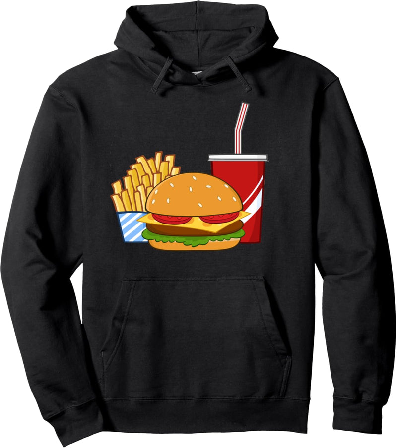 Cheeseburger Pommes Soda Fast Food Mahlzeit Pullover Hoodie