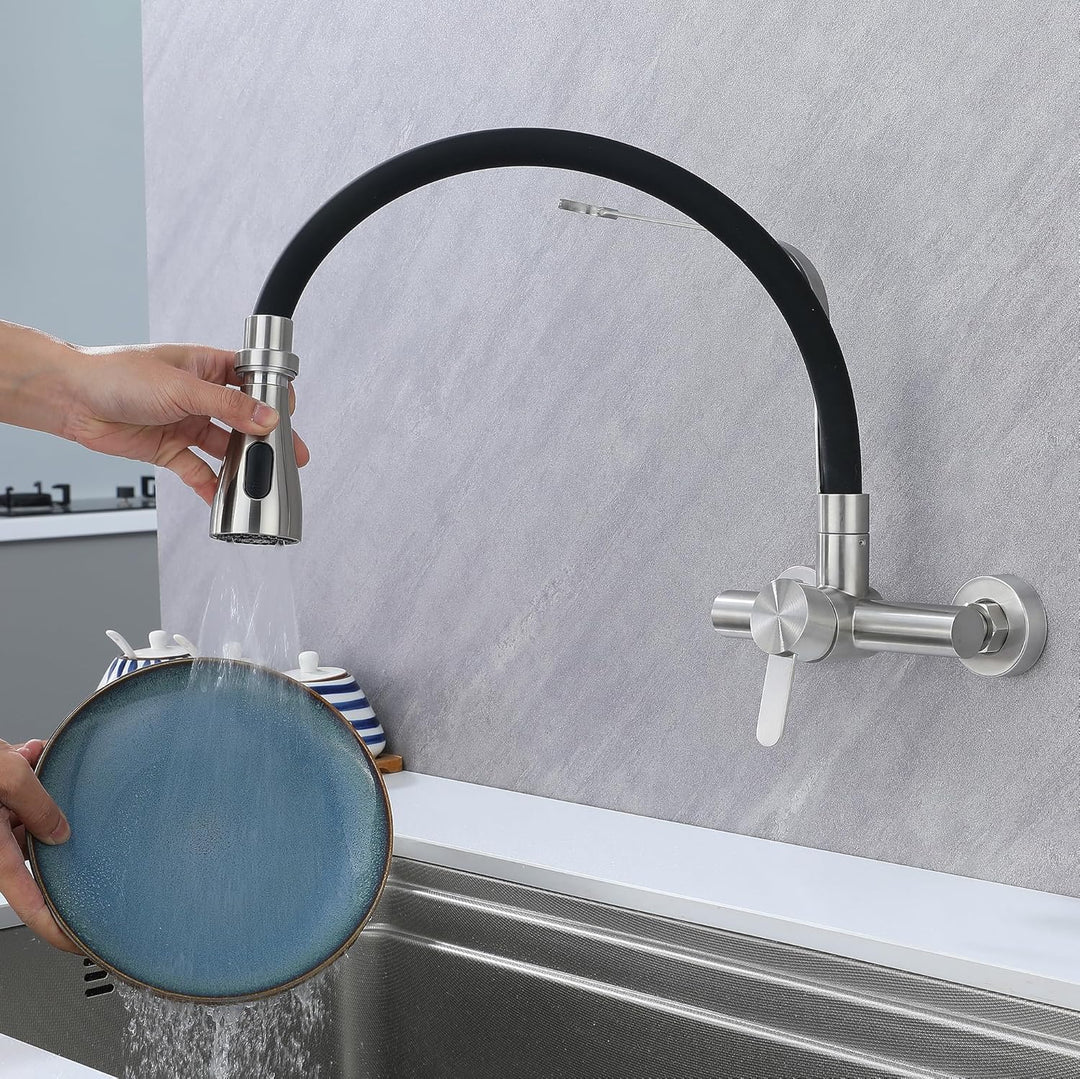 Wasserhahn Küche Wandmontage,180° Drehbar Silikon In Lebensmittelqualität Wand Küchenarmatur Wandarm