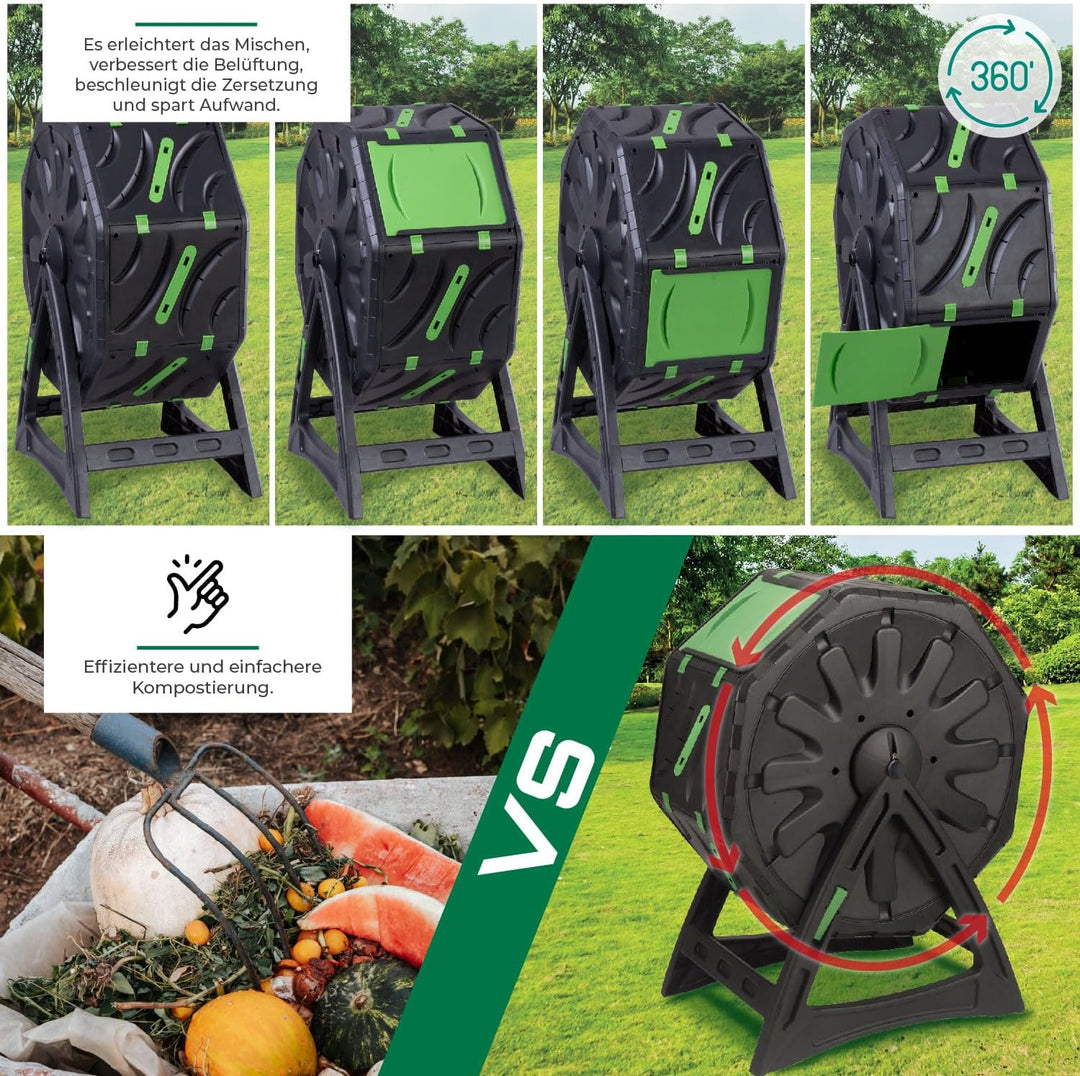 STREND PRO Mini-Balkomposter 70 l – Tumbling-Komposter für schnellen und hochwertigen Kompost