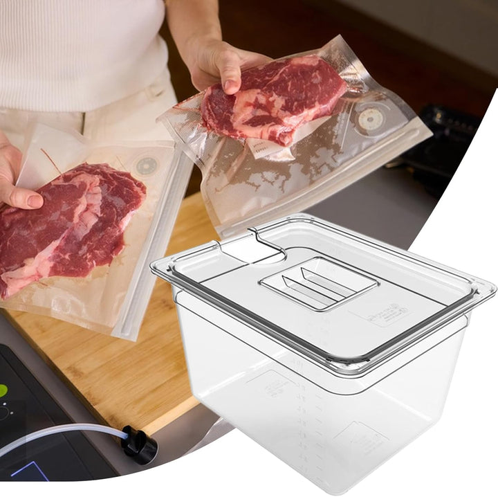 Sous-Vide-Behälter, Aufbewahrungsbox für Herd, 32 x 26 cm, luftdichter Deckel, tragbar, transparent,