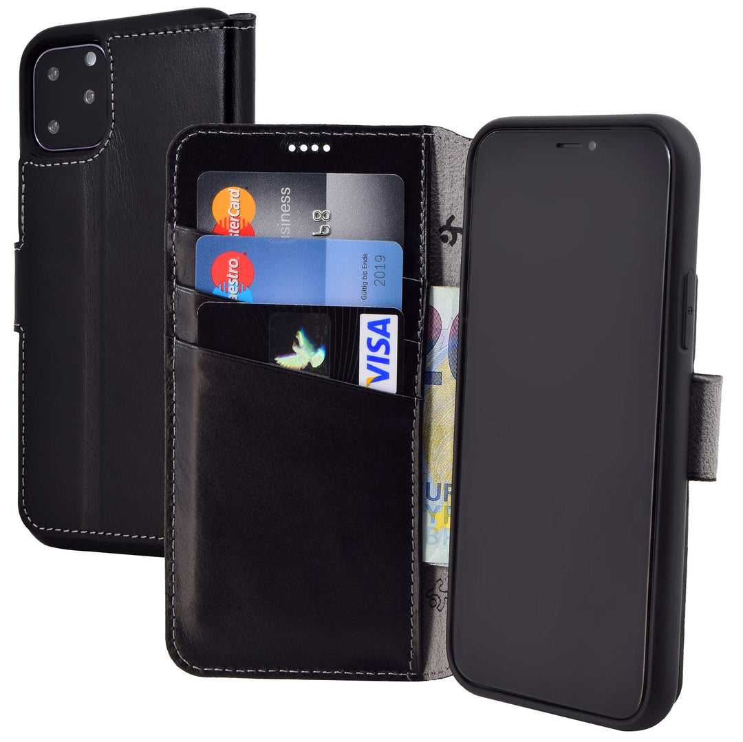 Suncase Book-Style Hülle kompatibel mit iPhone 11 (6.1 Zoll) Leder Tasche (Slim-Fit) Lederhülle Hand