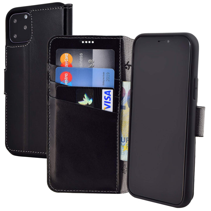 Suncase Book-Style Hülle kompatibel mit iPhone 11 (6.1 Zoll) Leder Tasche (Slim-Fit) Lederhülle Hand