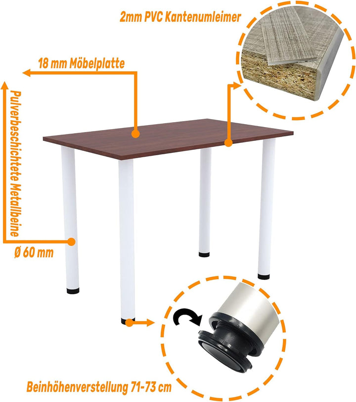 AKKE 70x40 | Esszimmertisch - Esstisch - Tisch mit weissen Beinen - Küchentisch - Bürotisch | Carava