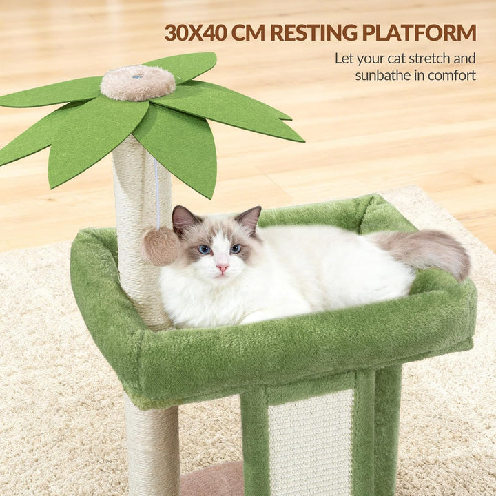 Kratzbaum, 70 cm Kleiner Kratzbaum für Katzen, Mehrstöckiger Katzenturm mit 1 Sisal-Kratzbrett, 2 Si