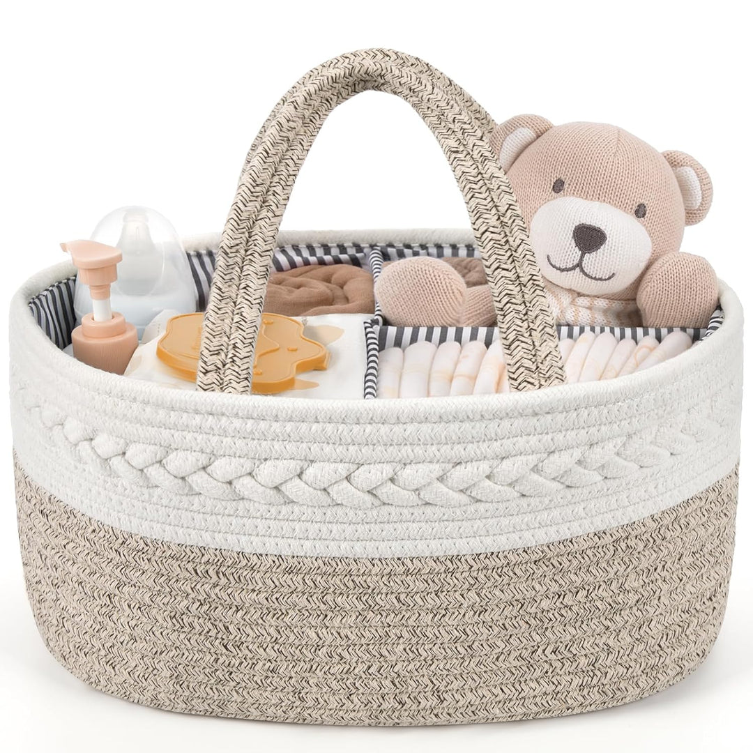 Maliton Wickeltisch Organizer，XL Baby Organizer Korb，Aufbewahrungskorb für den Wickeltisch，Windel Ca