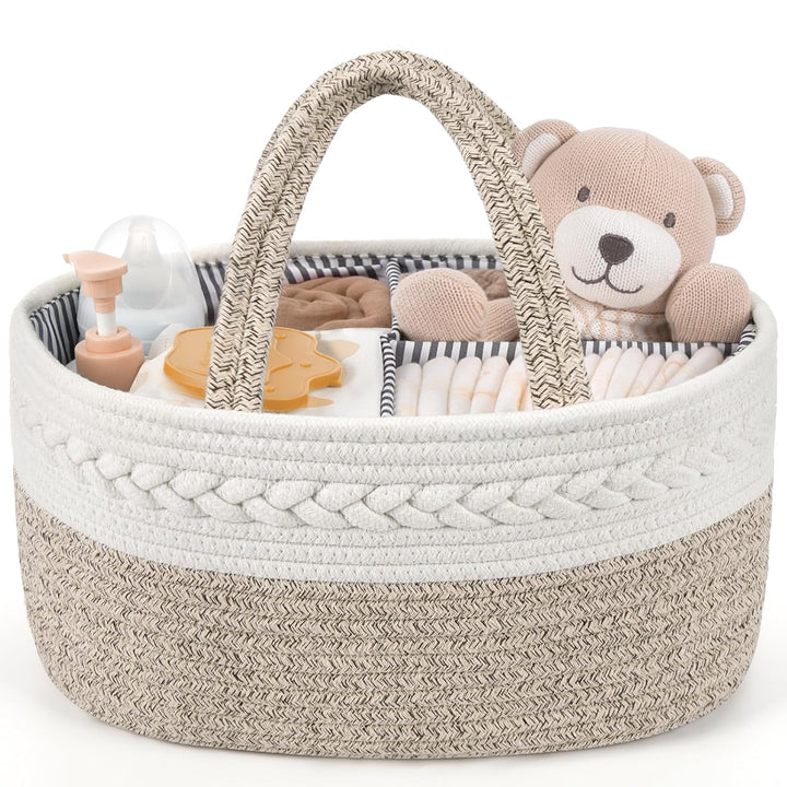 Maliton Wickeltisch Organizer，XL Baby Organizer Korb，Aufbewahrungskorb für den Wickeltisch，Windel Ca