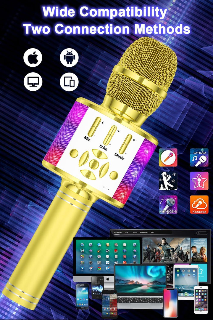BONAOK Magic Sing Karaoke Mikrofon, Bluetooth Mikrofon Karaoke Kinder, 4 in 1 Sing Microphone, Draht