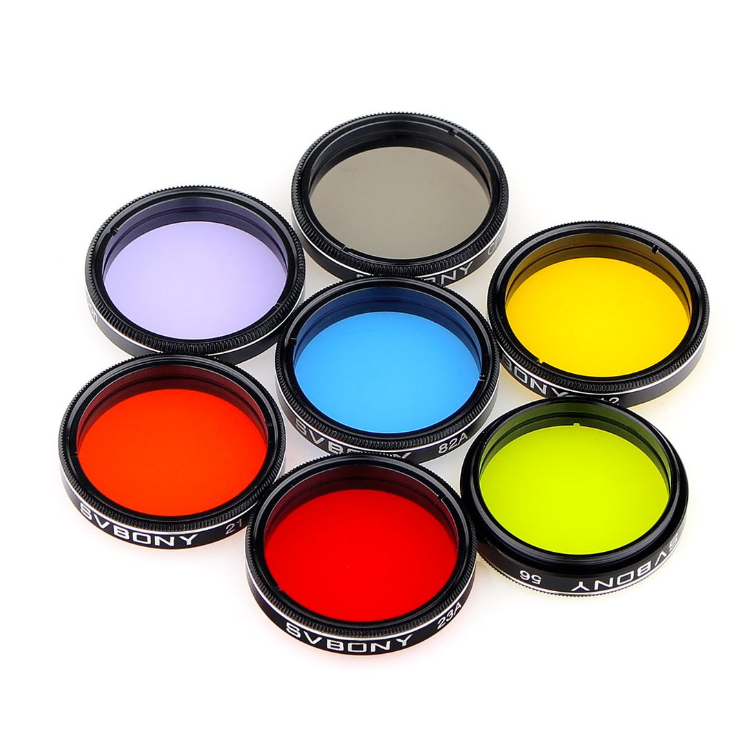 Svbony Filter Set 1.25 Zoll 7 Stück Okular Filter Set Mondfilter CPL-Filter Fünf Farbfilter für Bunt