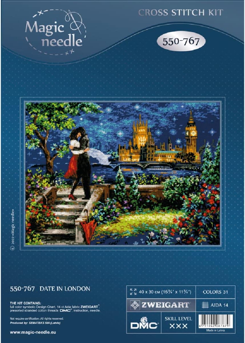 Magic Needle 550-767 ZW Rendezvous in London Kreuzstichset mit Zählmuster Zweigart Edition, Baumwoll