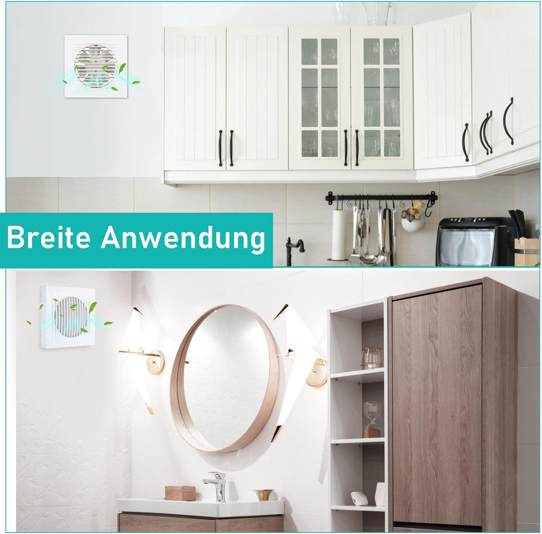 Ikodm Badlüfter 150mm Badezimmerlüfter Bad Lüfter Abluftventilator Wandmontage für Küche, Bad, Loftf