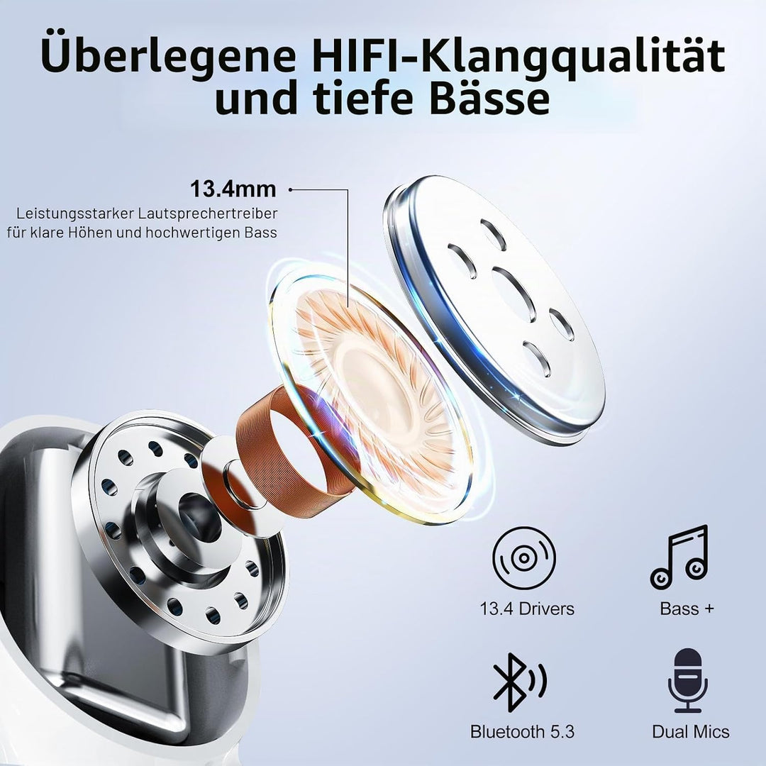Bluetooth Kopfhörer, 2026 Neu In Ear Kopfhörer Kabellos Bluetooth 5.3 mit 4 ENC Mic, HiFi Stereo Noi