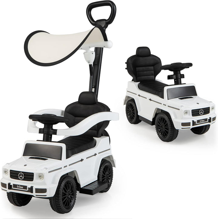 DREAMADE 3-in-1 lizenzierter Mercedes-Benz Rutschauto, Schiebewagen mit Schiebegriff, verstellbarem