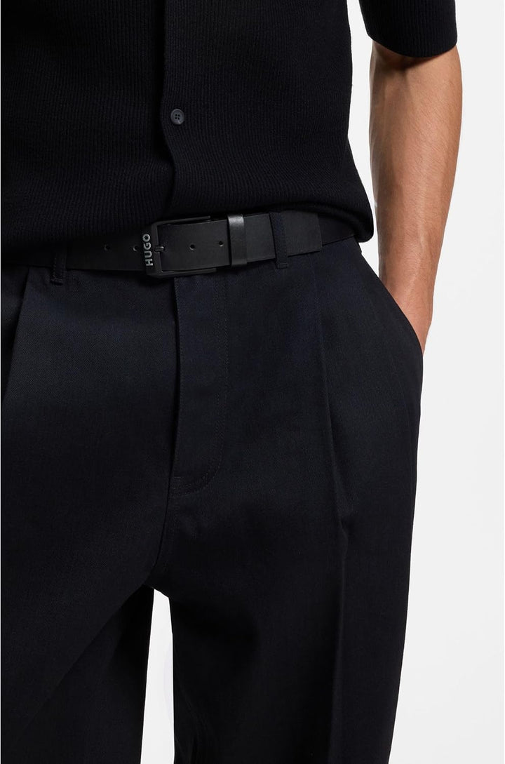 HUGO Herren Gelio-B Sz40 Ledergürtel mit mattschwarzer Logo-Schliesse 110 Black 001, 110 Black 001