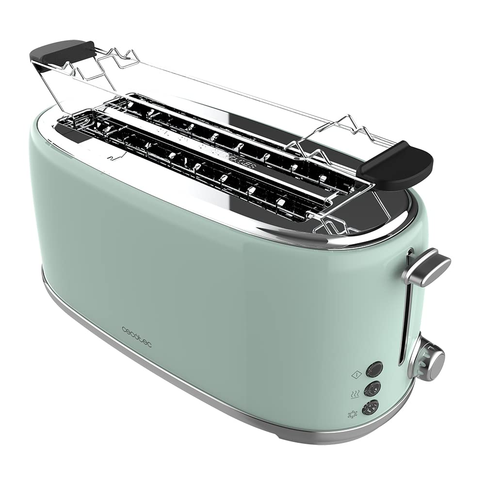Cecotec Toaster 4 Scheiben Toast&Taste 1600 Retro Double Green, 1630 W, 2 Breite und Lange Schlitze