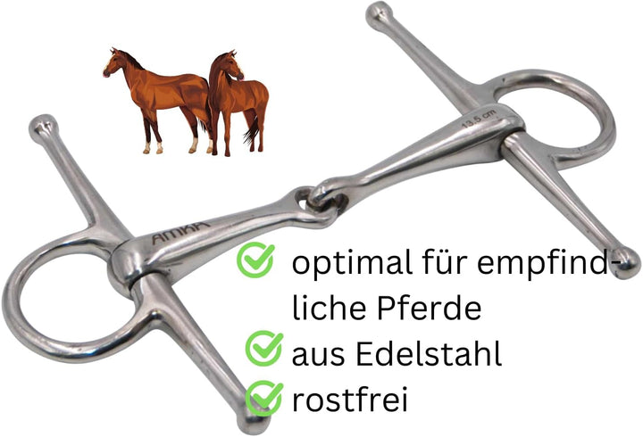 AMKA Knebeltrense Schenkeltrense massiv Edelstahl Stärke 18 mm Ringe 45 mm 13,5, 13,5